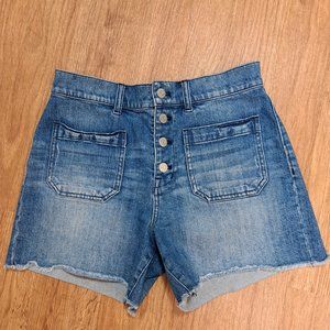 Madewell Dark Blue Rinse Patch Pocket Cut Off Denim Short Size 27